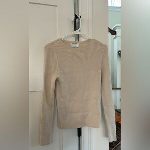 Old Navy Women's Cream Ribbed Crew Neck Sweater